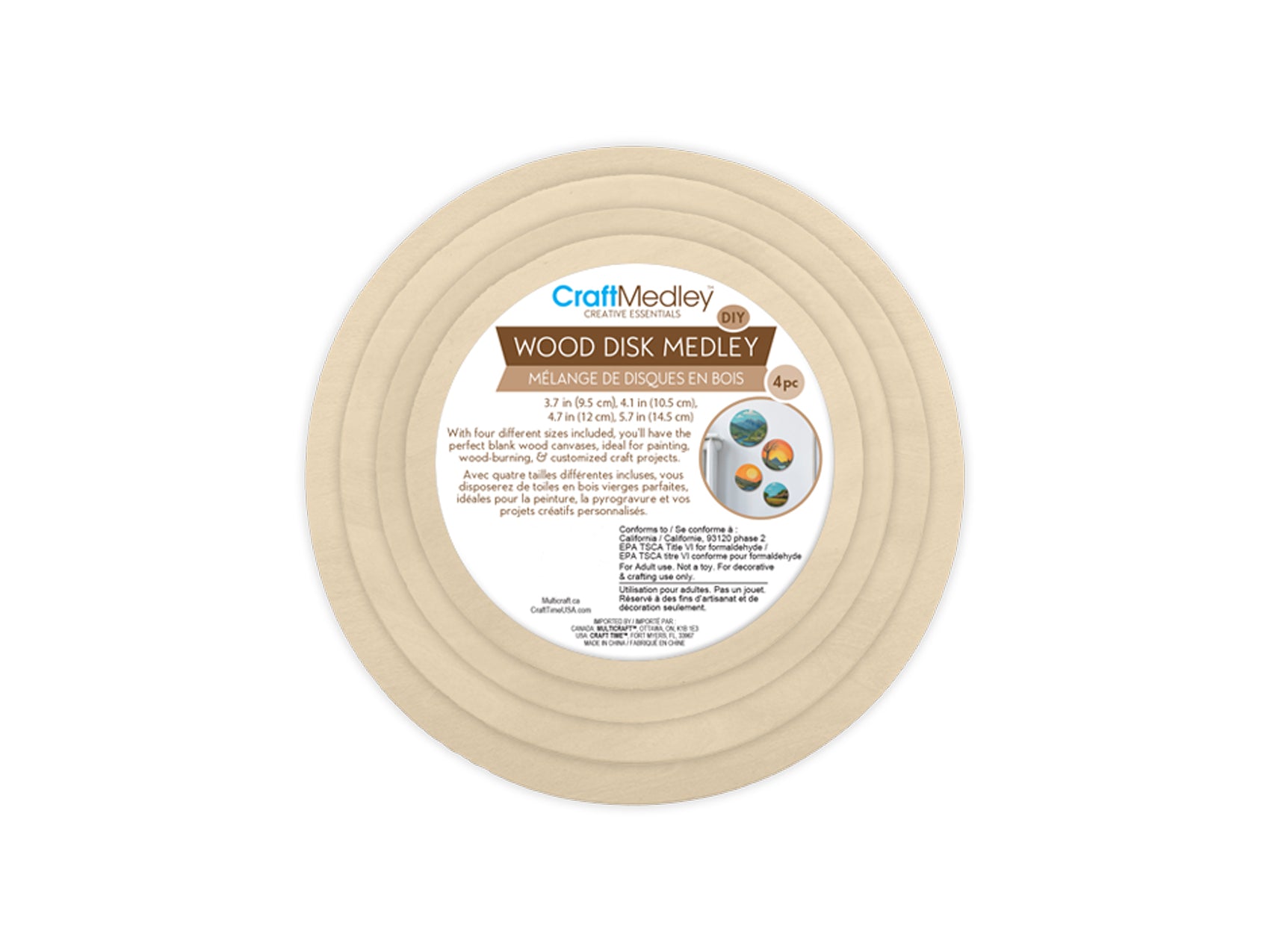 Wood Round Disc Medley 4pc