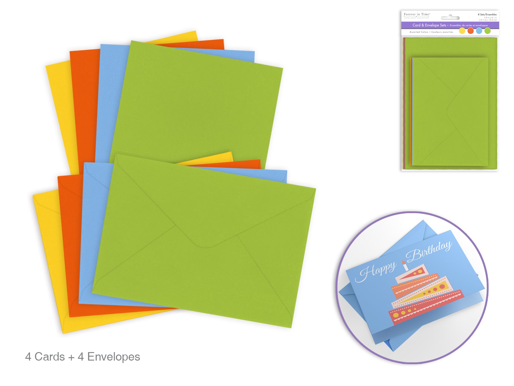 Card & Envelope 4x6" Assorted 4pks