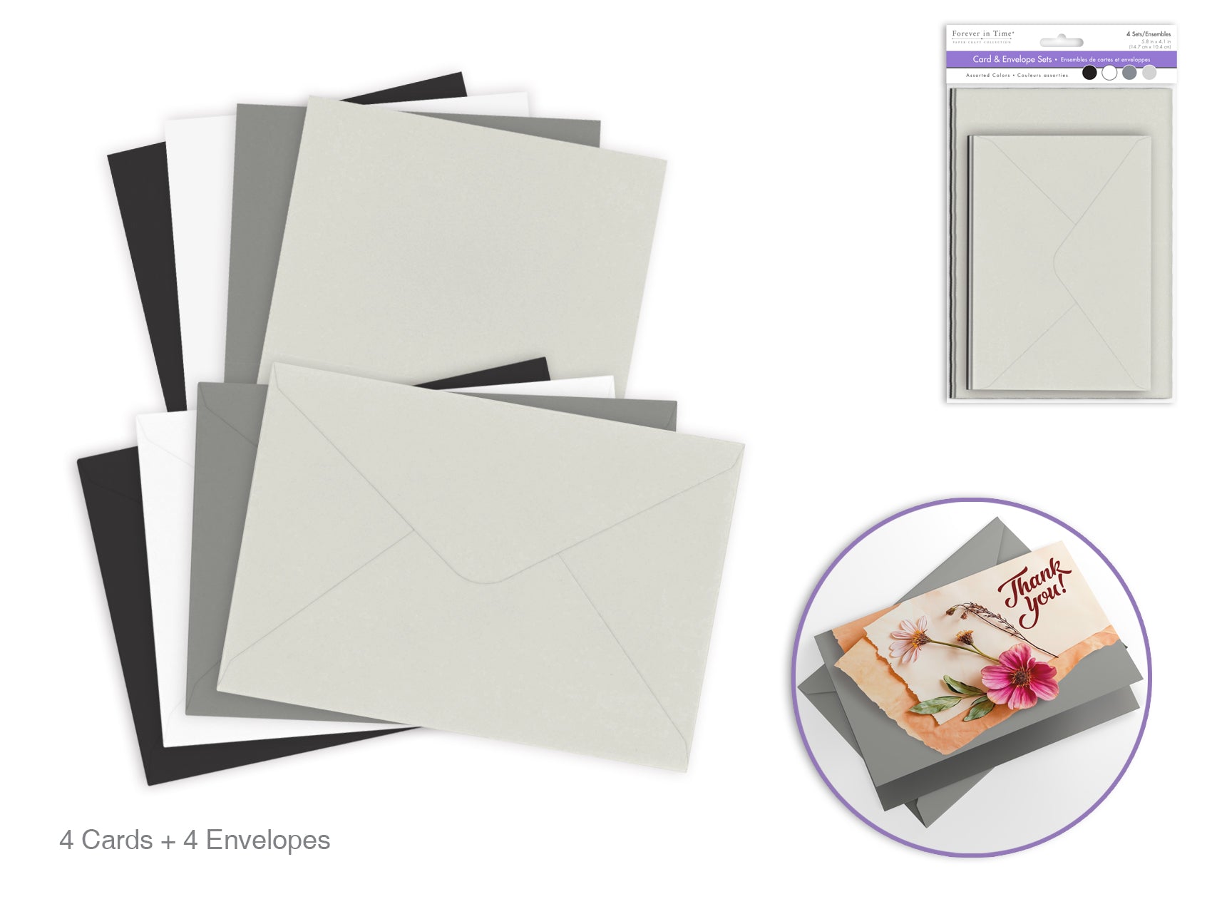 Card & Envelope 4x6" Assorted 4pks