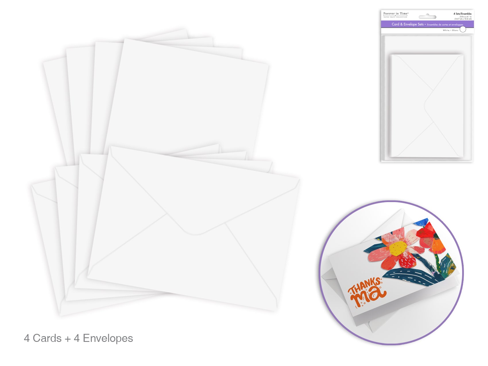 Card & Envelope 4x6" Assorted 4pks