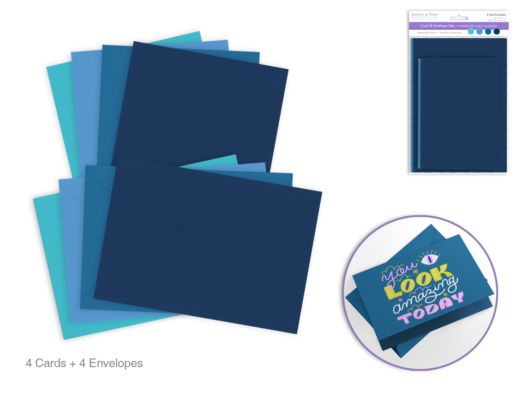 Card & Envelope 4x6" Assorted 4pks