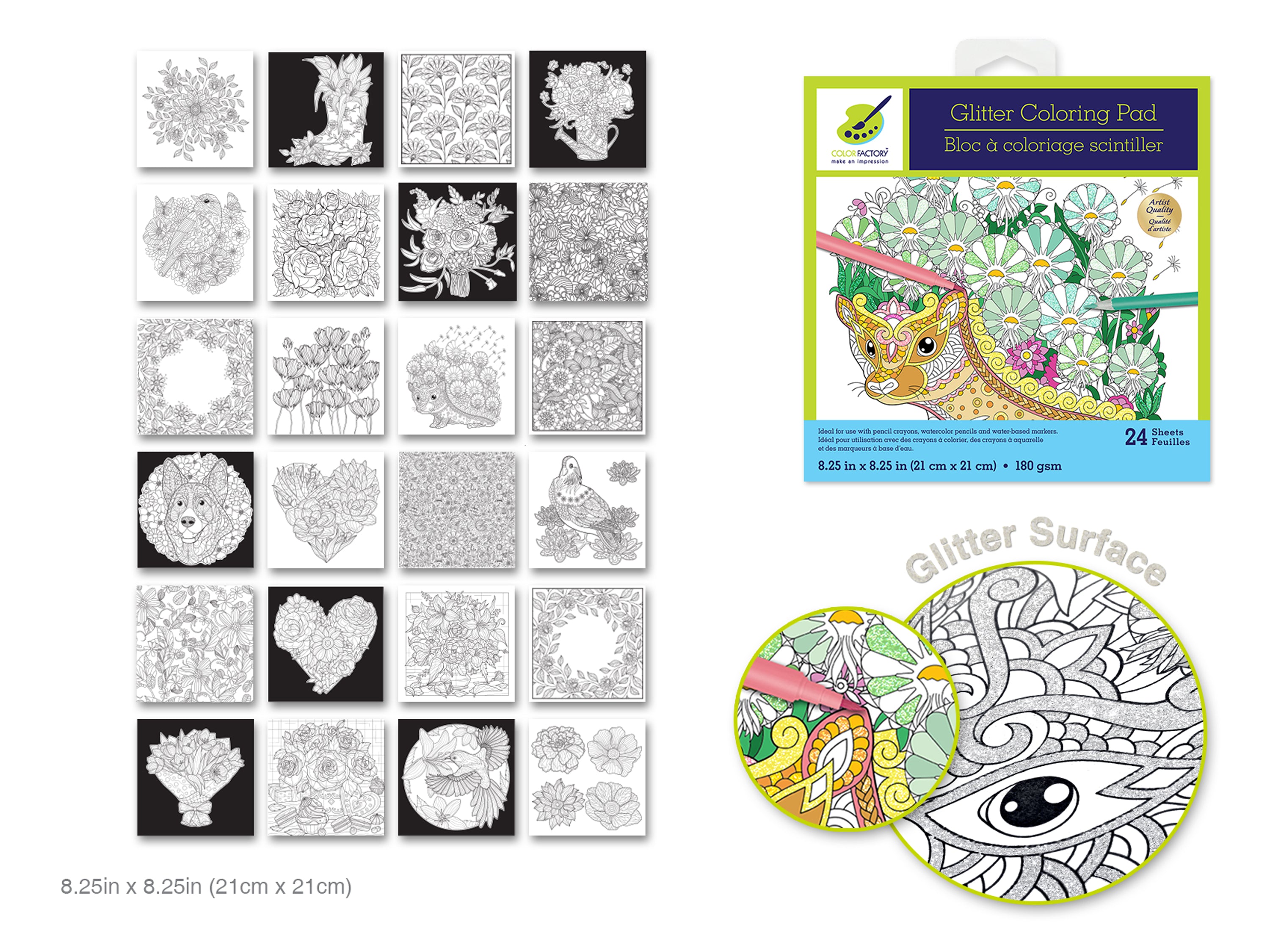 Blocs de coloriage pailletés