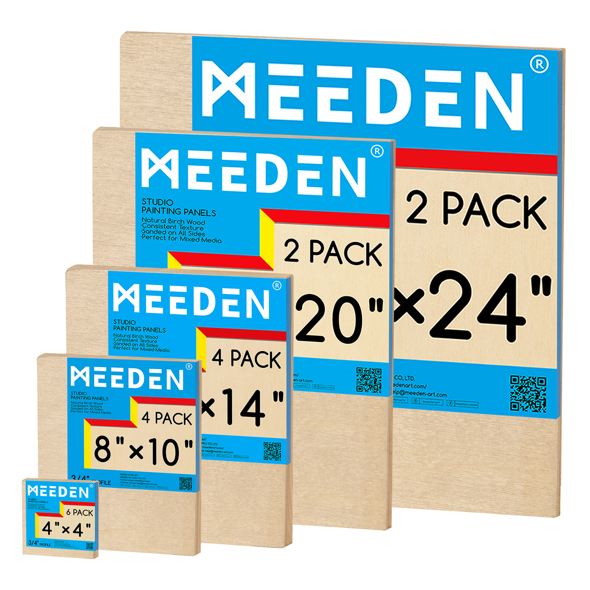 Meeden Cradled Birch Painting Panel, 8 x 10 in, 0.75 in Deep (photo shows the 4-pack of the same panel)