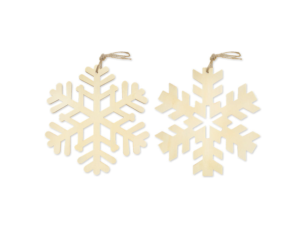 Wood Snowflake Ornaments — Unfinished, 8", 2-Pack