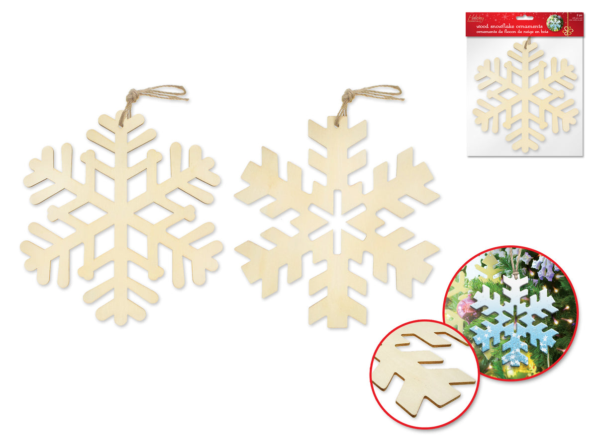 Wood Snowflake Ornaments — Unfinished, 8", 2-Pack