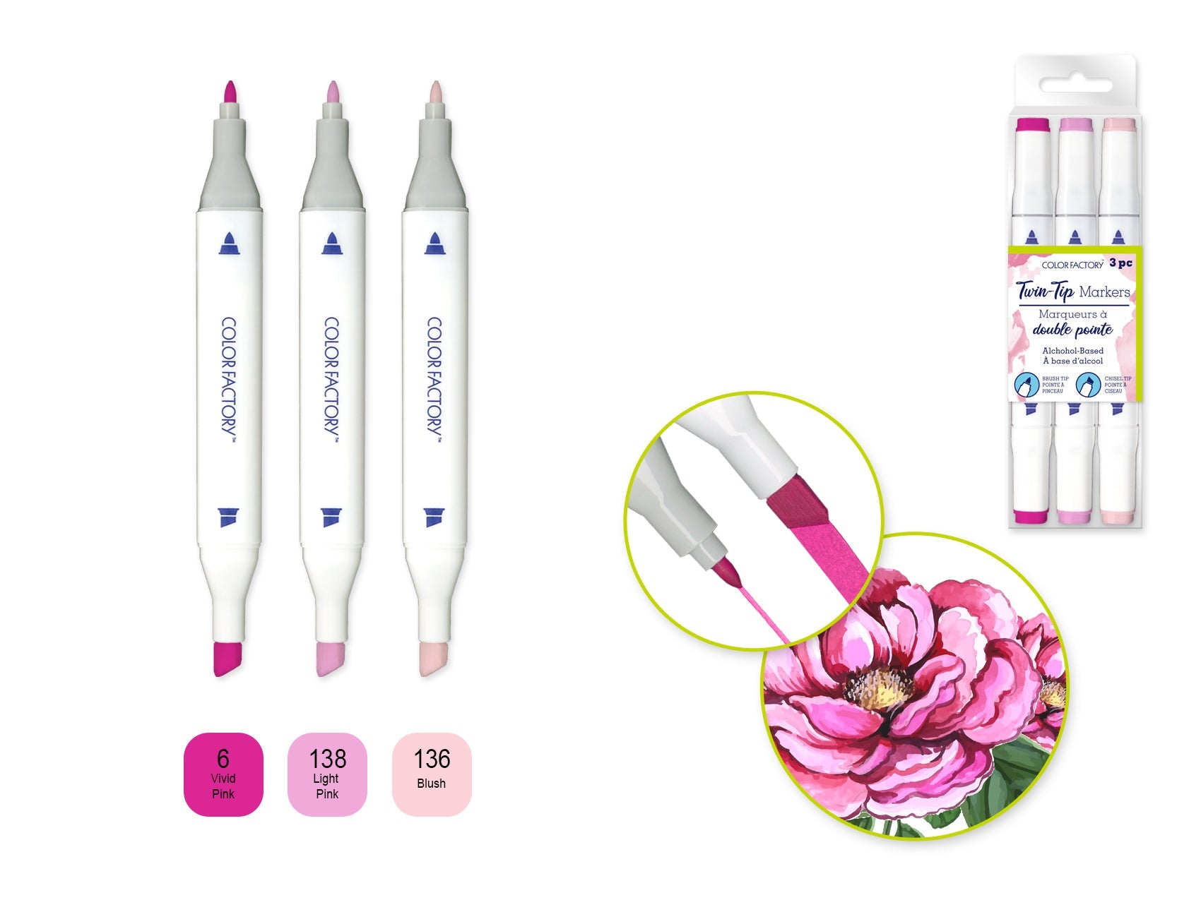 Twin-Tip Alcohol Marker 3-Packs