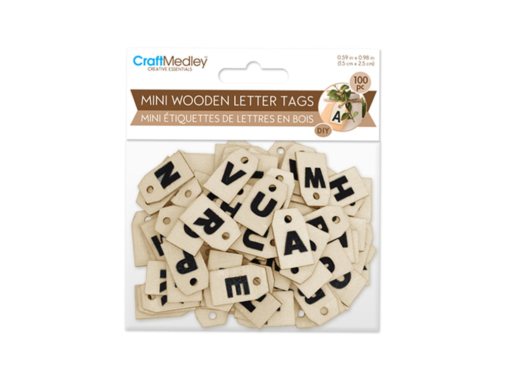 Wooden Mini Letter Tags 100pc