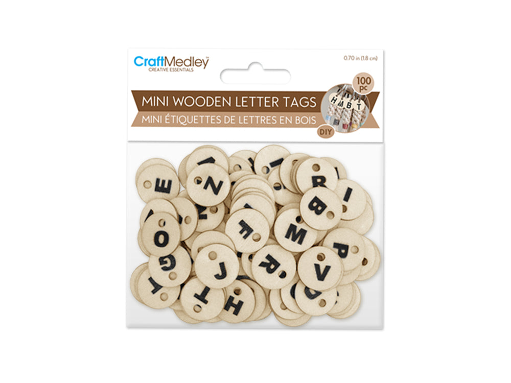 Wooden Mini Letter Tags 100pc