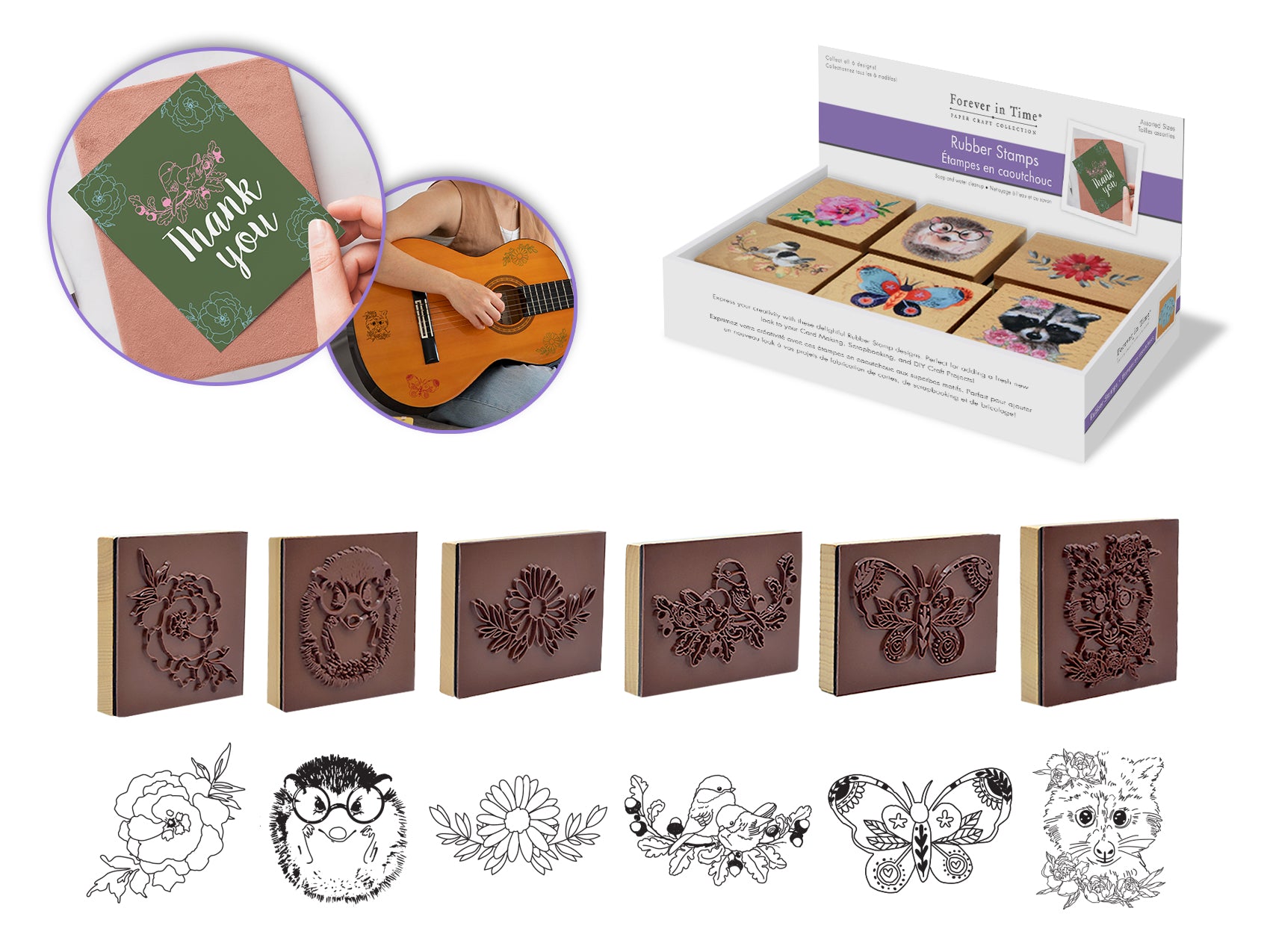 Wood Stamps 2" Square Asstd.