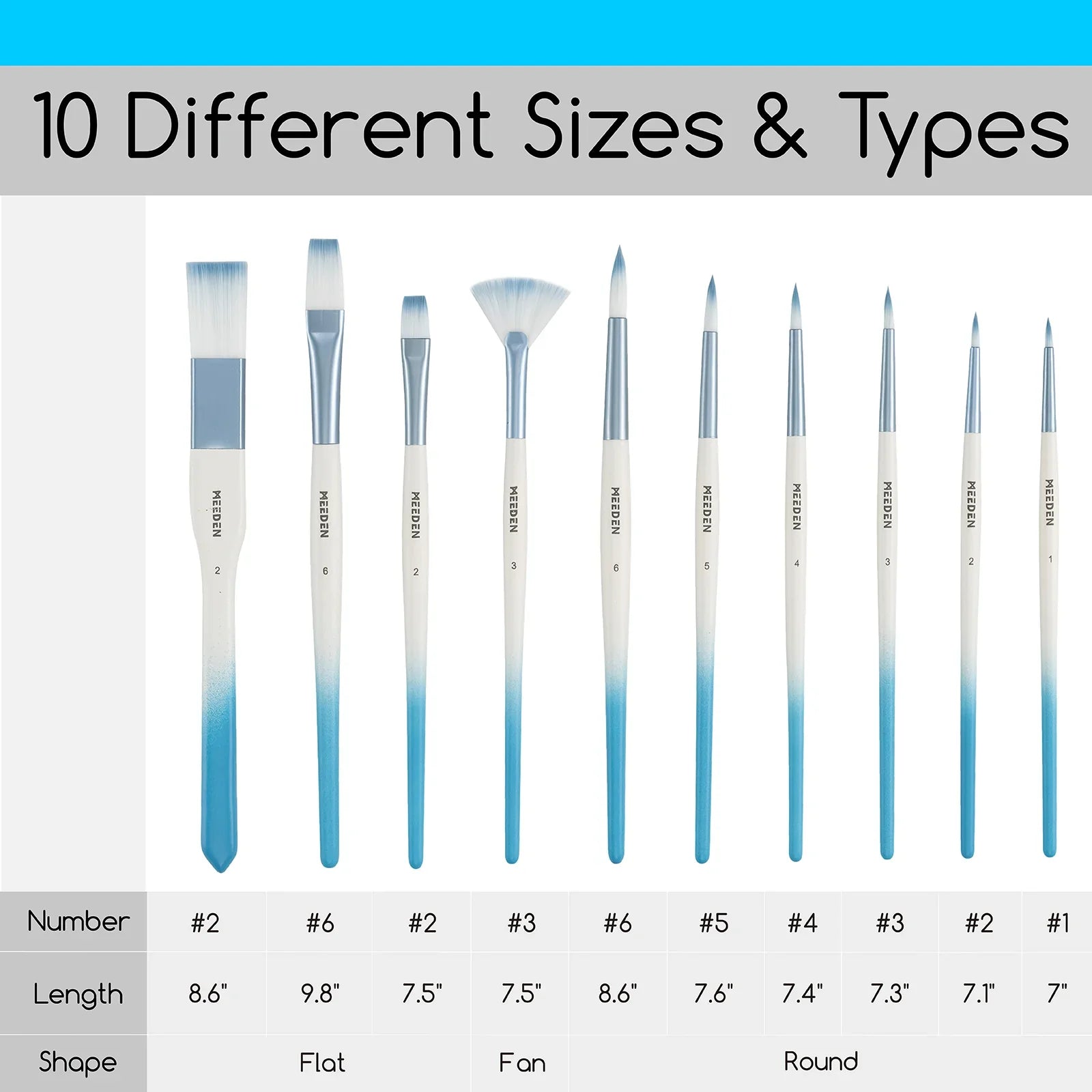 Ice Watercolour Brush 10pc Set