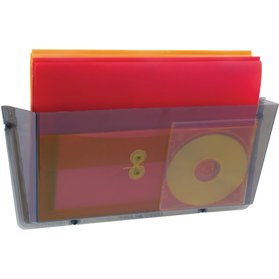Deflecto Unbreakable Plastic Wall Pocket - Smoke, 17.5"
