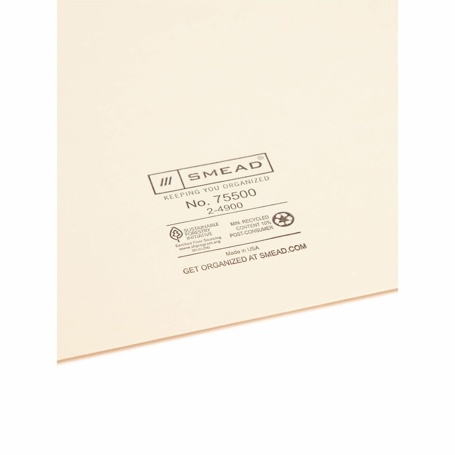 Smead Straight Tab Cut Letter Recycled File Jacket - SMD75715