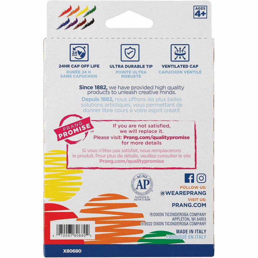 Prang Bullet Tip Washable Master Pack Art Markers - 8 / Set