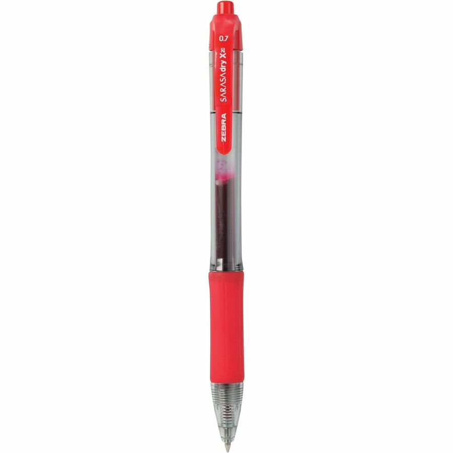 Zebra Sarasa Dry X20 retractable gel pen – 0.7mm medium tip, red ink