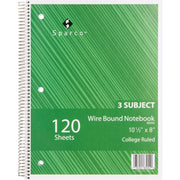 Sparco Wirebound College Ruled Notebooks