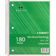 Sparco Wirebound College Ruled Notebooks - SPR83255