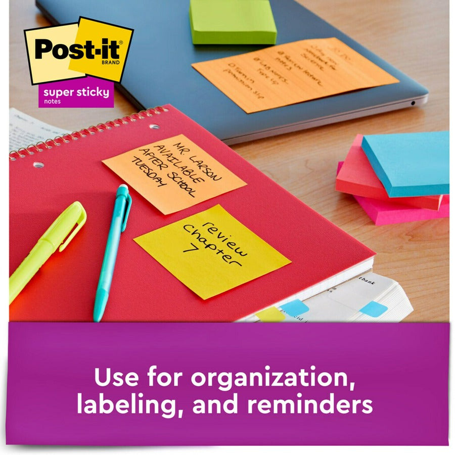 Post-it&reg; Super Sticky Notes - Energy Boost Color Collection - Orange, 3-Pack