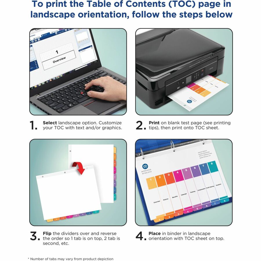 Avery® Ready Index® Table of Content Dividers for Laser and Inkjet Printers, 1-31