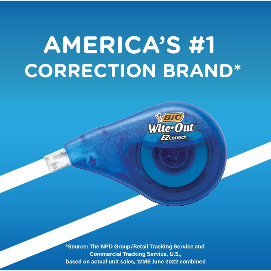 BIC Wite-Out Brand EZ Correct Correction Tape, 11.9 Meters, 10-Count Pack of white Correction Tape, Fast, Clean and Easy to Use Tear-Resistant Tape Office or School Supplies