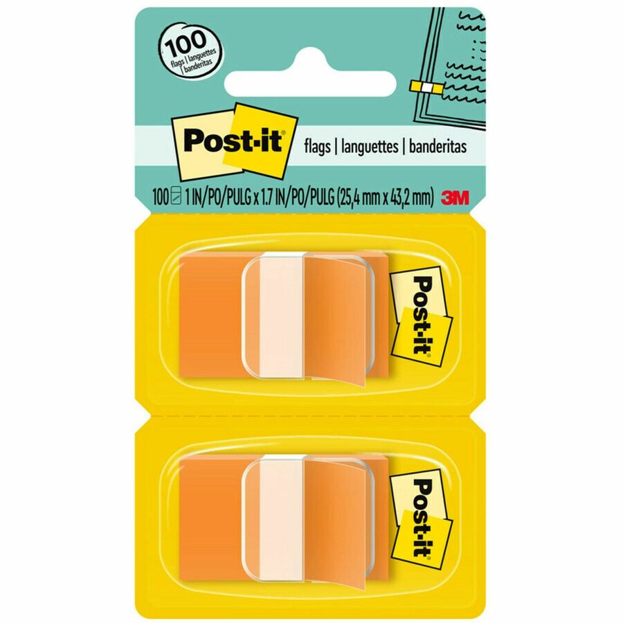 Post-it Flags with Dispenser Cartridge, 100 Flags - it Flags with Dispenser Cartridge – Orange