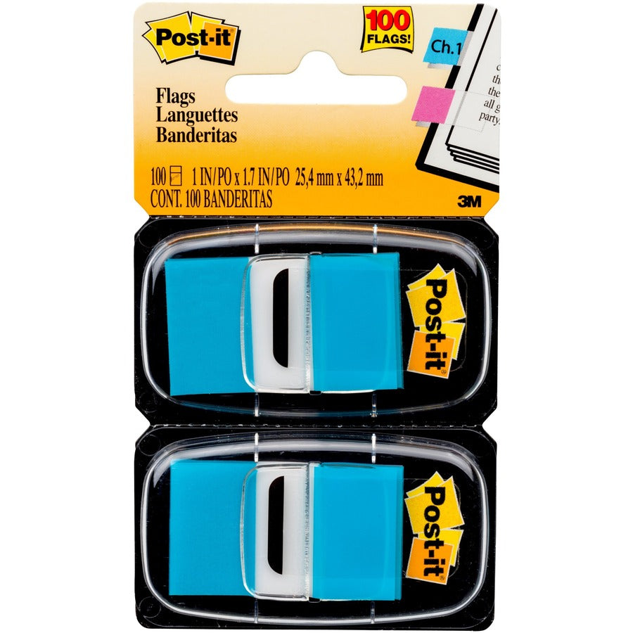 Post-it Flags with Dispenser Cartridge, 100 Flags - it Flags with Dispenser Cartridge – Bright Blue