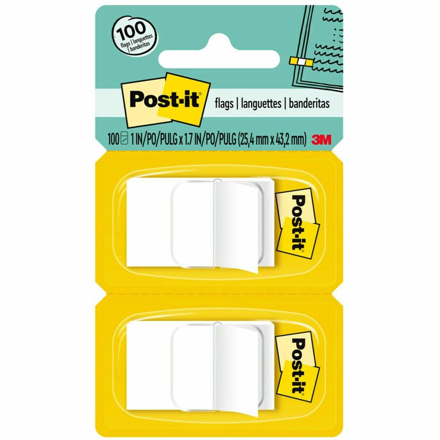 Post-it Flags with Dispenser Cartridge, 100 Flags - it Flags with Dispenser Cartridge – White