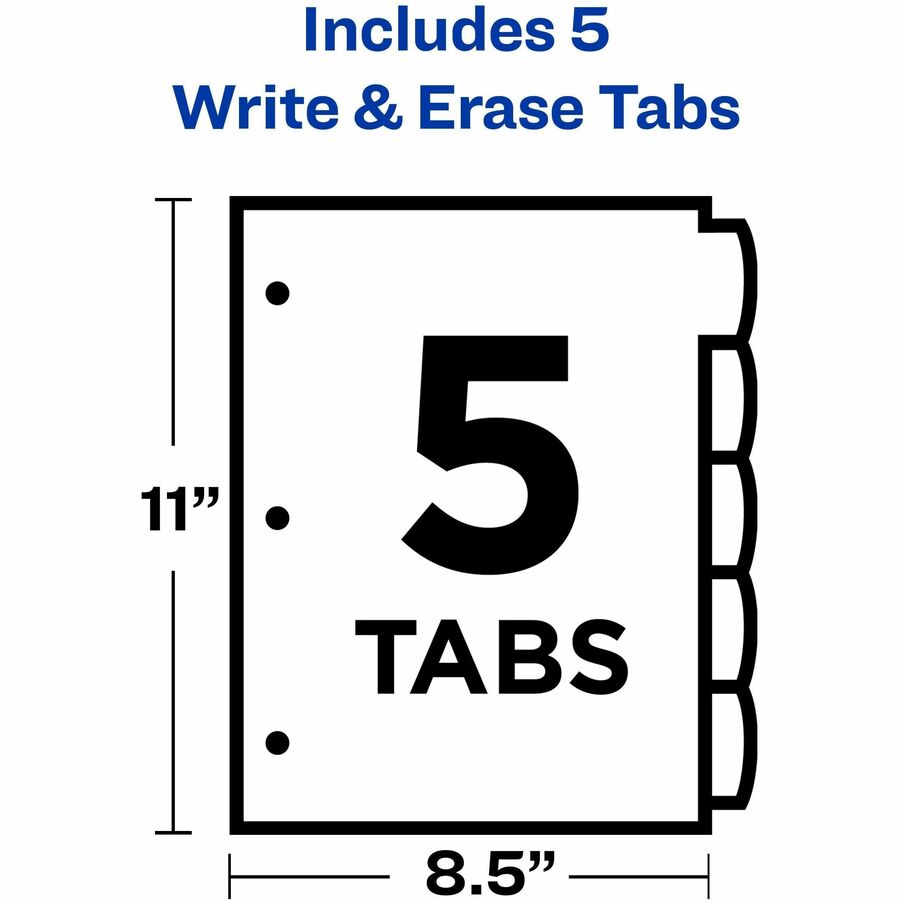 Avery® Big Tab„¢ Write & Erase Plastic Dividers, 5 tabs, 1 set