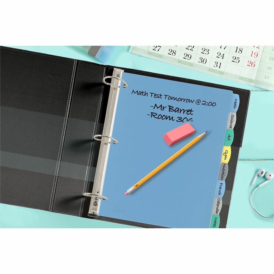 Avery Big Tab Write & Erase Plastic Dividers — 8-Tab, Letter, Assorted Colours