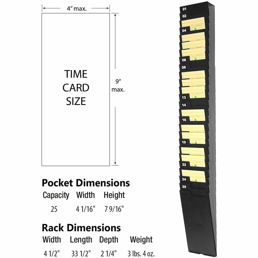 Lathem 25-Pocket Expandable Time Card Rack — Black