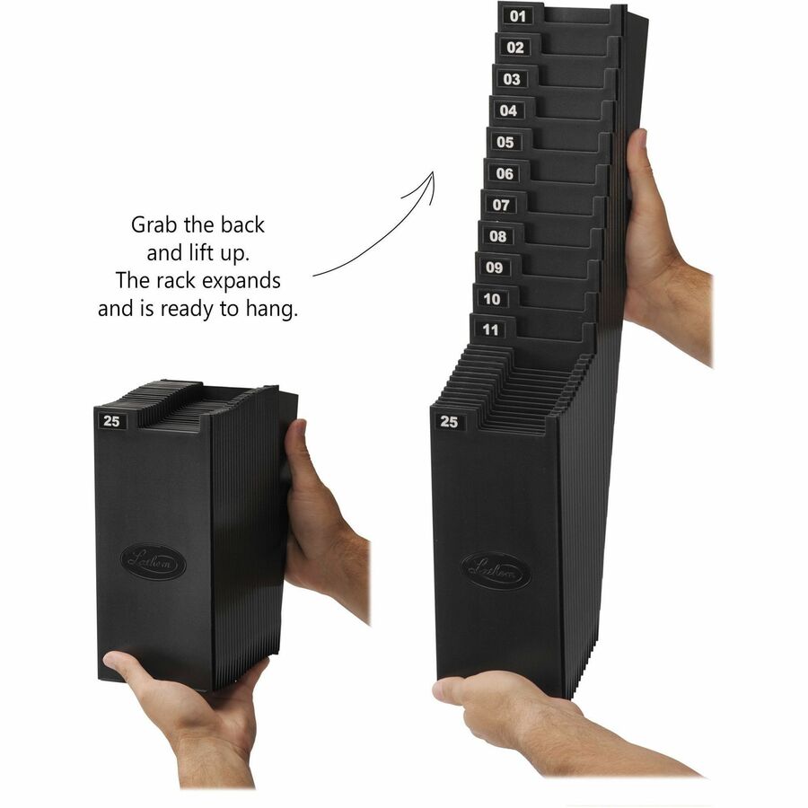 Lathem 25-Pocket Expandable Time Card Rack — Black
