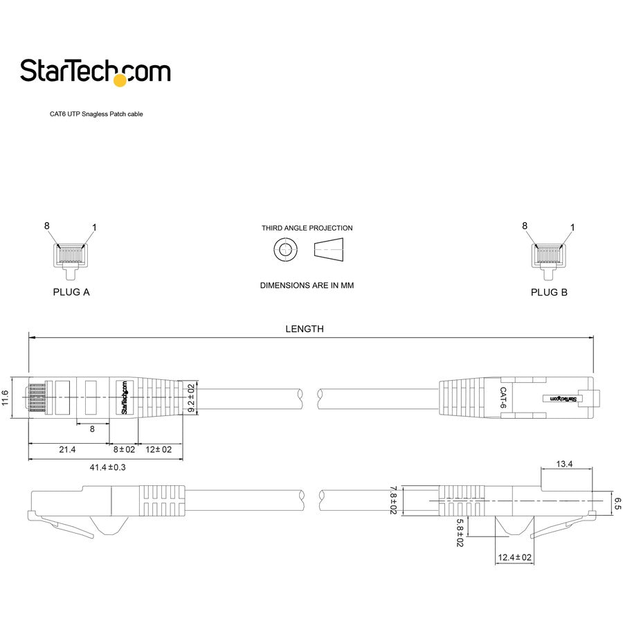 StarTech.com 7ft CAT6 Ethernet Cable - Blue Snagless Gigabit - 100W PoE UTP 650MHz Category 6 Patch Cord UL Certified Wiring/TIA
