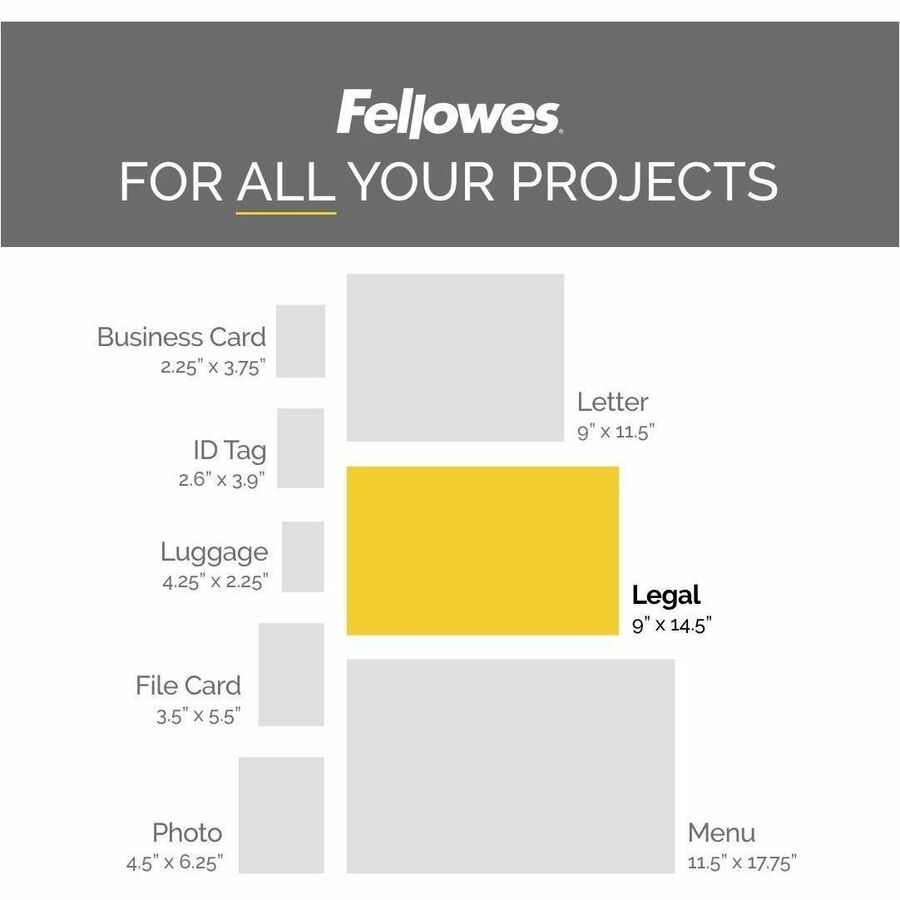 Fellowes Glossy Pouches - Legal, 5 mil, 100 pack
