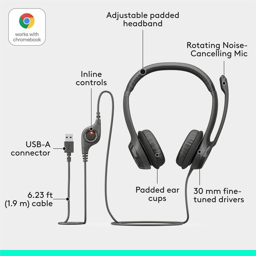 Logitech H390 USB Headset — Noise-Cancelling Mic