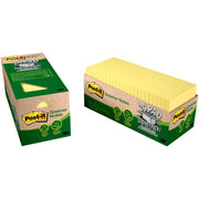 Bloc-notes adhésifs Post-it® écologiques, paquet pour armoire | 76 × 76 mm | Jaune canari | 75 feuilles/bloc | 24 blocs/paquet