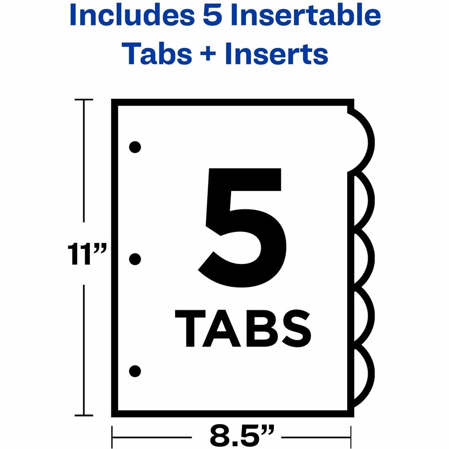 Avery® Insertable Style Edge„¢ Plastic Dividers, 5 tabs, 1 set