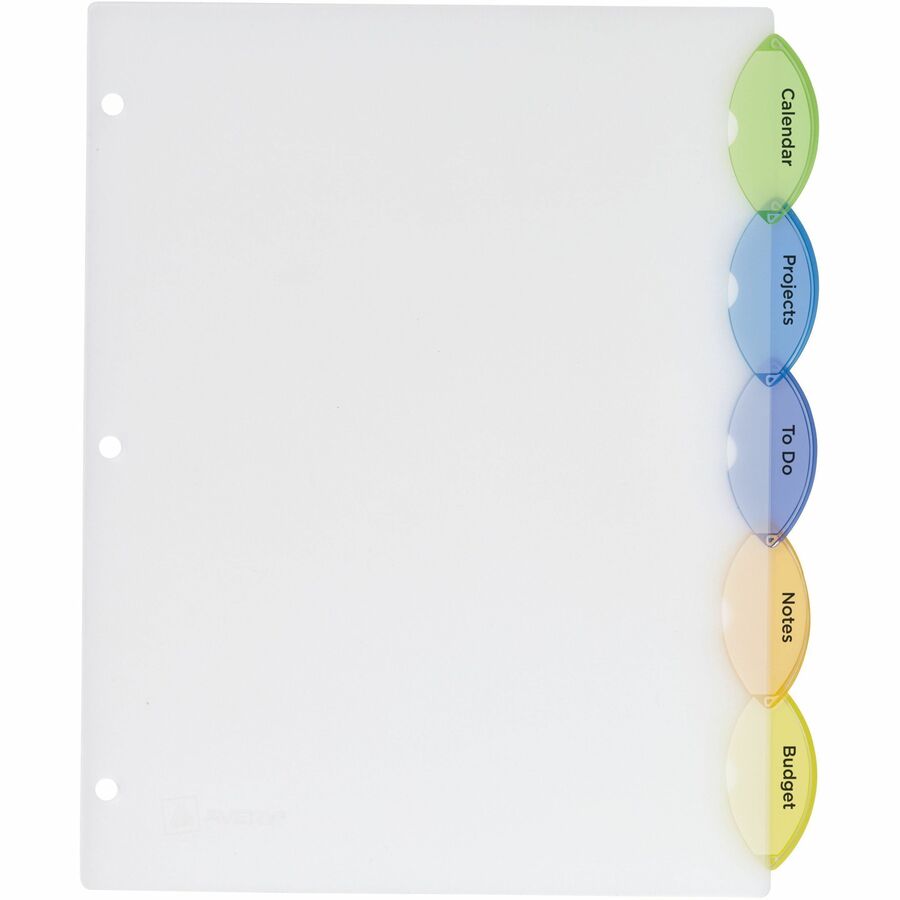 Avery® Insertable Style Edge„¢ Plastic Dividers, 5 tabs, 1 set