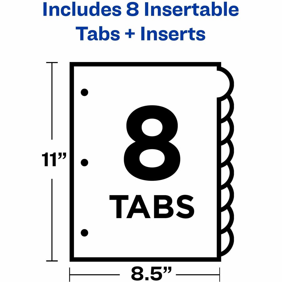Avery® Insertable Style Edge„¢ Plastic Dividers, 8 tabs, 1 set