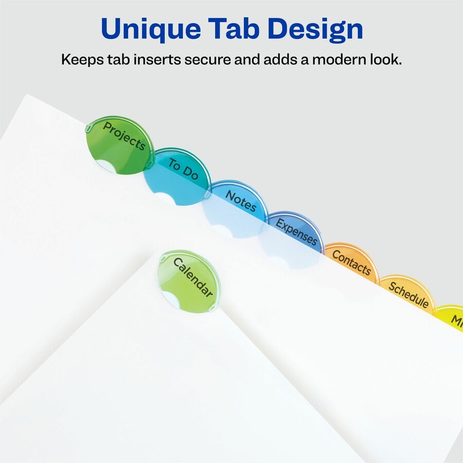 Avery® Insertable Style Edge„¢ Plastic Dividers, 8 tabs, 1 set