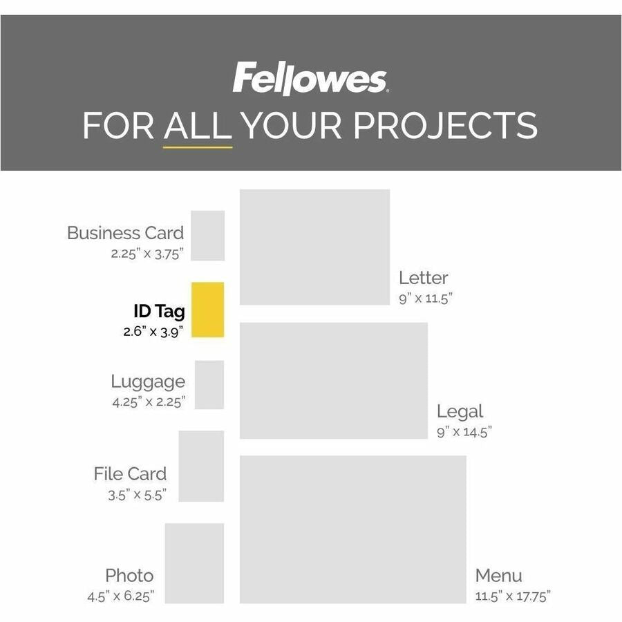 Fellowes Glossy Pouches - ID Tag not punched, 5 mil, 25 pack