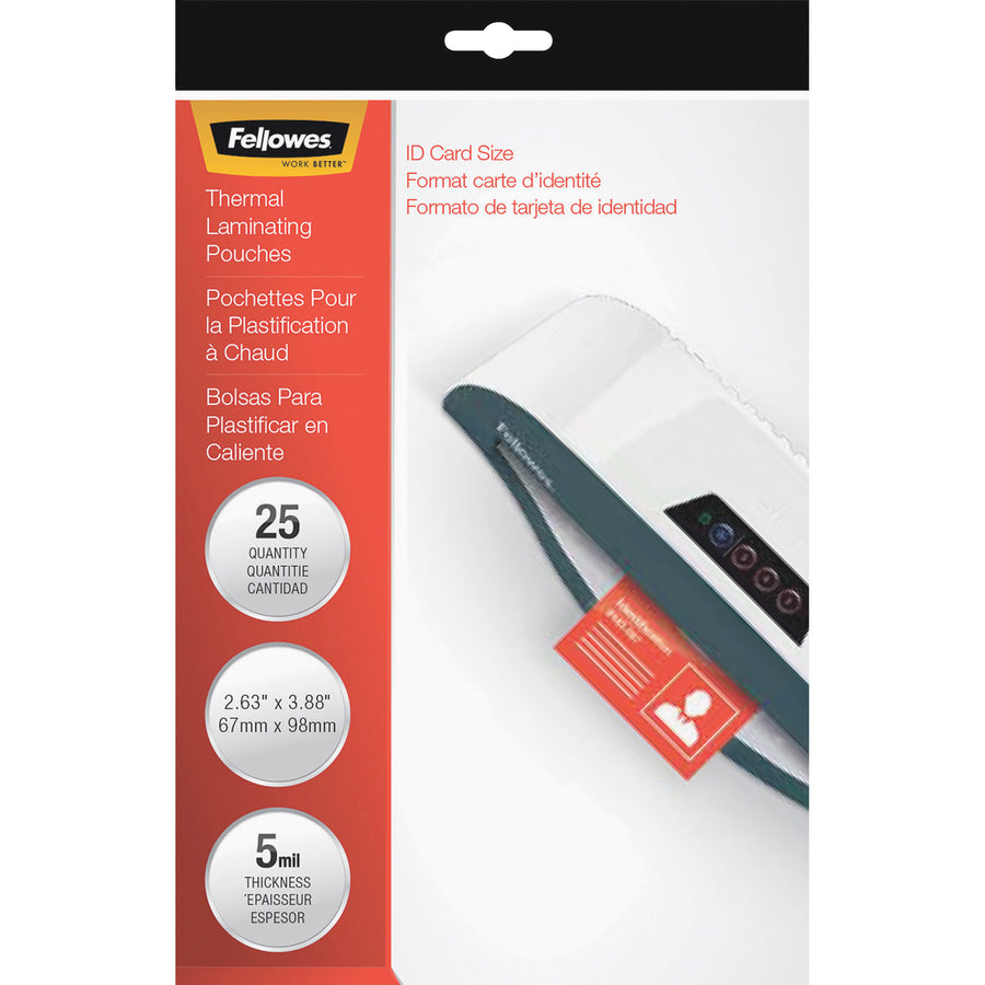 Fellowes Glossy Pouches - ID Tag not punched, 5 mil, 25 pack