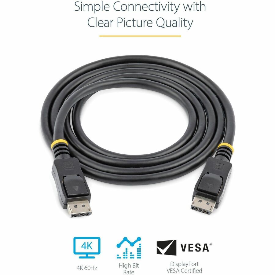 StarTech.com 6ft (2m) DisplayPort 1.2 Cable, 4K x 2K UHD VESA Certified DisplayPort Cable, DP Cable/Cord for Monitor, w/ Latches