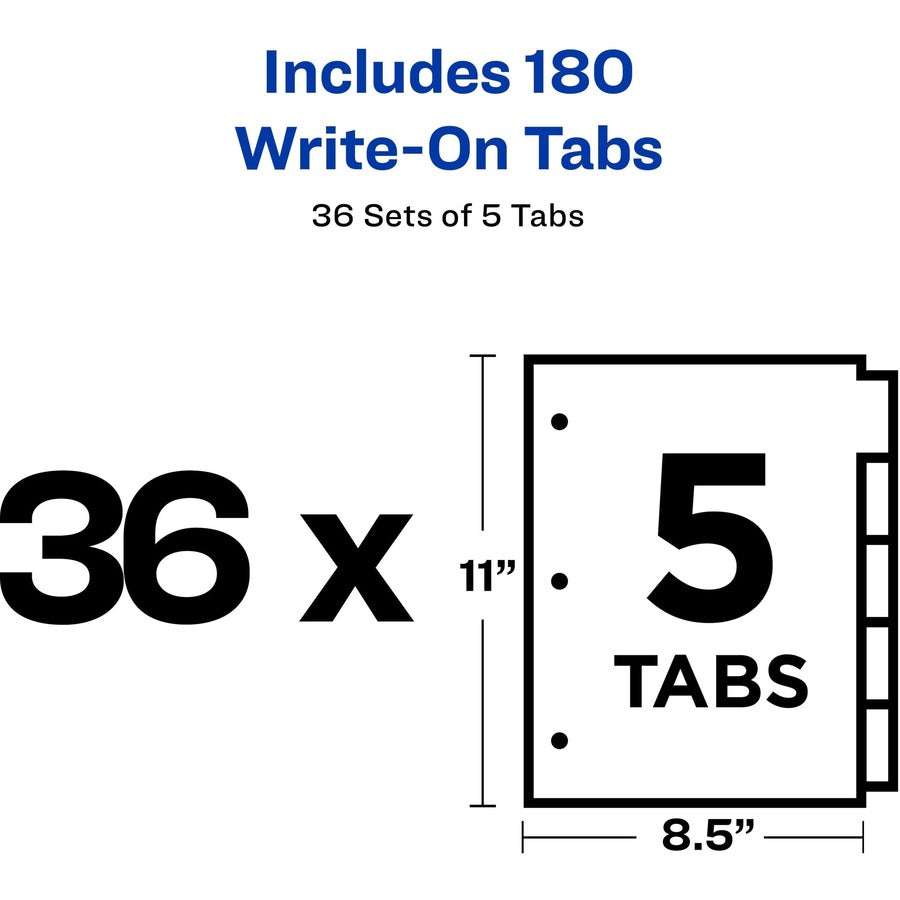 Avery® Write On Dividers, 5 tabs