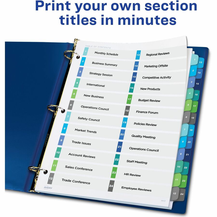 Avery® Ready Index® Double Column Table of Content Dividers, 24 tabs