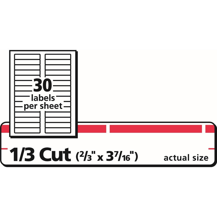 Avery® Filing Labelswith TrueBlock„¢ Technology for Laser and Inkjet Printers, 3-7/16" x 2/3" , Red