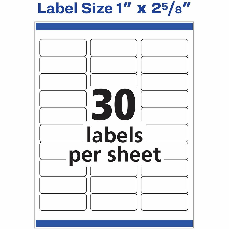 Avery® White Rectangle Labels with Sure Feed„¢ Technology,Easy Peel®, 1" x 2-5/8" , for Laser and Inkjet Printers