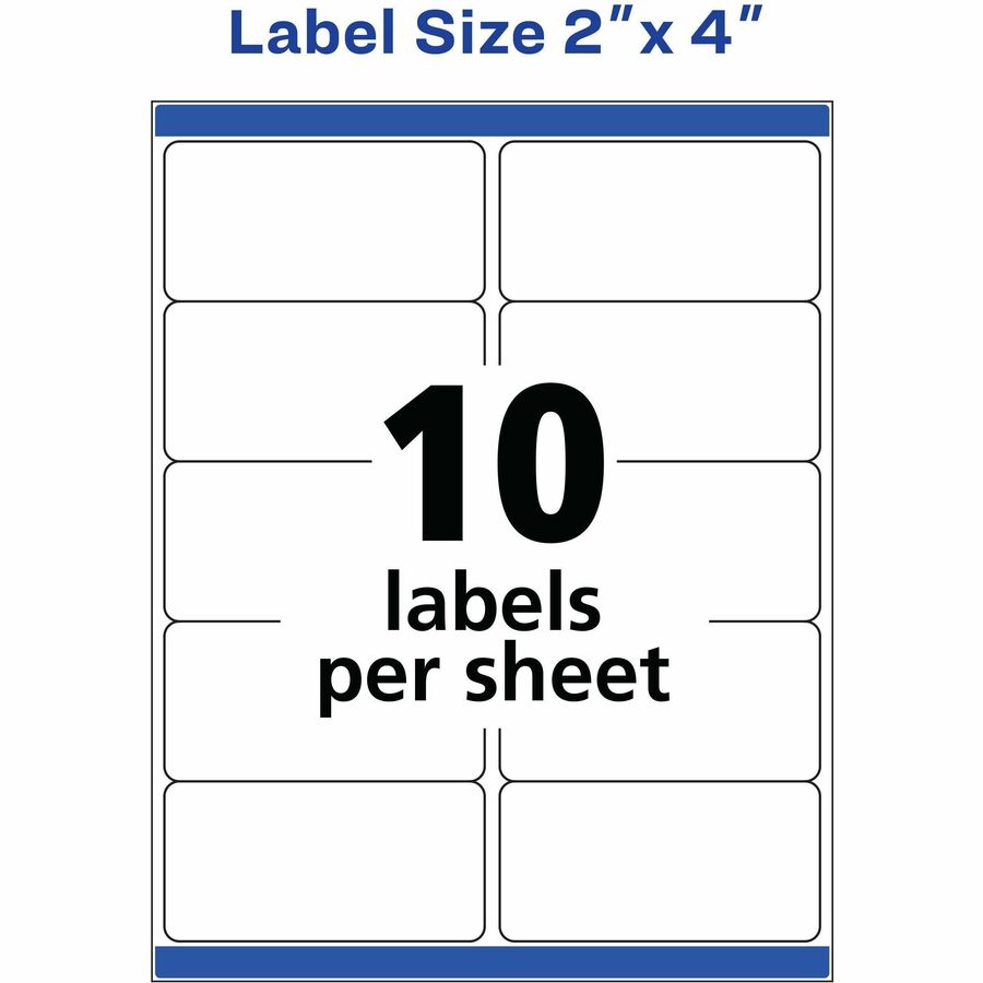 Avery® White Rectangle Labels with Sure Feed„¢ Technology, TrueBlock®, 2" x 4" , for Laser and Inkjet Printers
