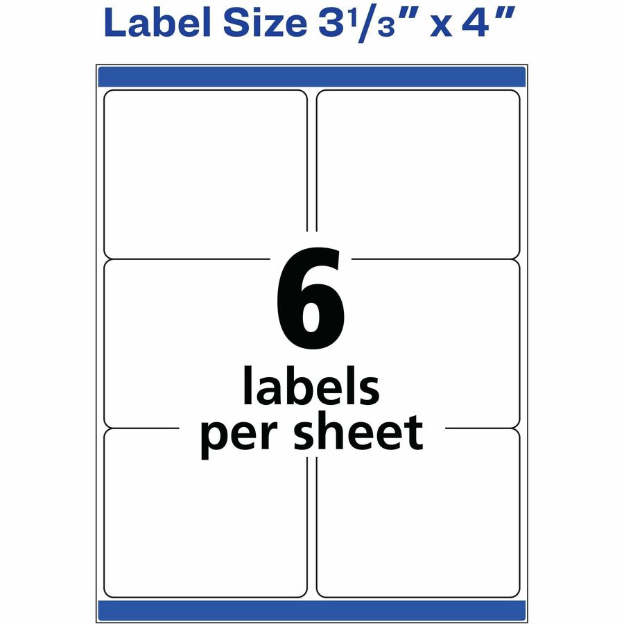 Avery® White Rectangle Labels with Sure Feed„¢ Technology 3-1/3" x 4" ,for Laser and Inkjet Printers
