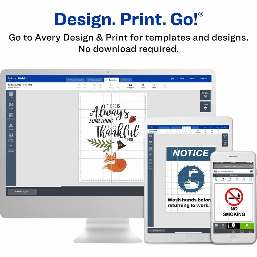Avery® White Rectangle LabelsTrueBlock®, 8-1/2" x 11" , Permanent Adhesive, for Laser and Inkjet Printers