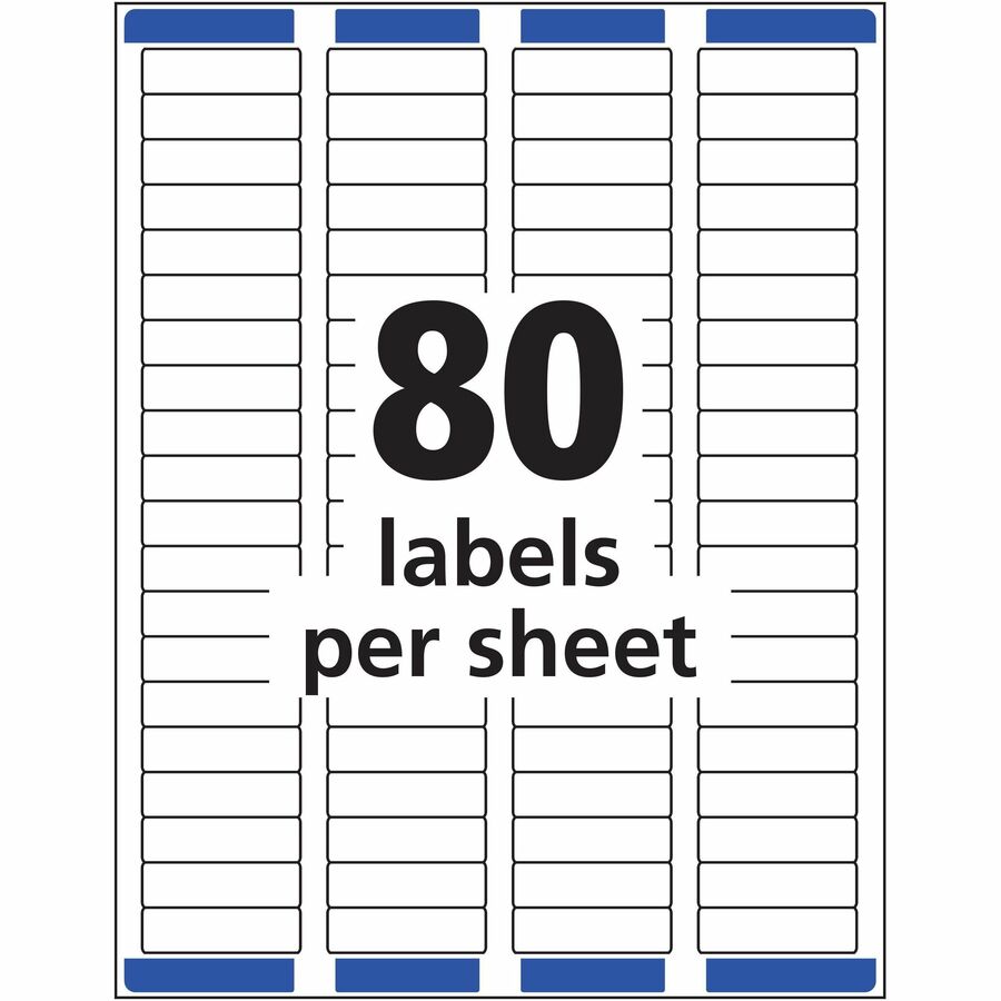 Avery&reg; White Rectangle Labels with Sure Feed&trade; Technology,Easy Peel&reg;, 1/2" x 1-3/4" , for Laser and Inkjet Printers - 8000 / Box