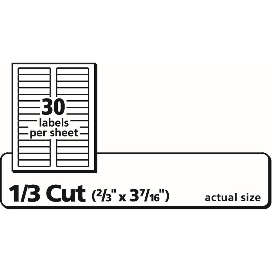 Avery® Filing Labelswith TrueBlock„¢ Technology for Laser and Inkjet Printers, 3-7/16" x 2/3" , White